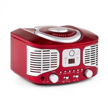 Auna RCD320, retró CD lejátszó, FM, AUX, piros