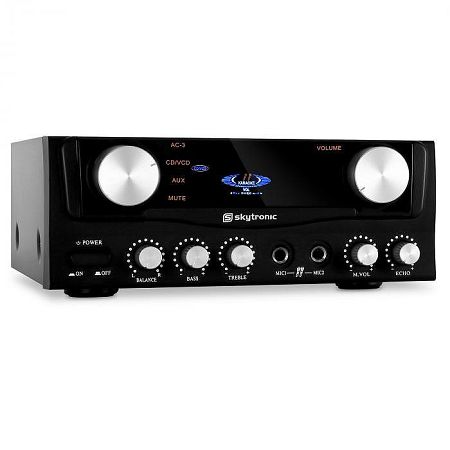Kompakt Skytronic HiFi-erősítő, 2 x mikrofon, 400 W