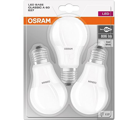 Osram KÉSZLET 3xLED Izzó E27/8,5W/230V