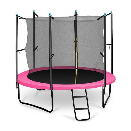 KLARFIT Rocketgirl 250, 250 cm trambulin, belső biztonsági háló, széles létra, rózsaszín