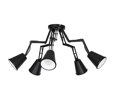 Luminex Mennyezeti lámpa MECHANO 5 5xE27/60W fekete