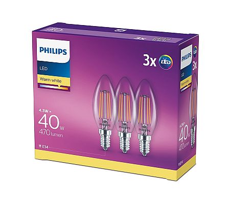 Philips KÉSZLET 3x LED Izzó VINTAGE Philips E14/4,3W/230V 2700K